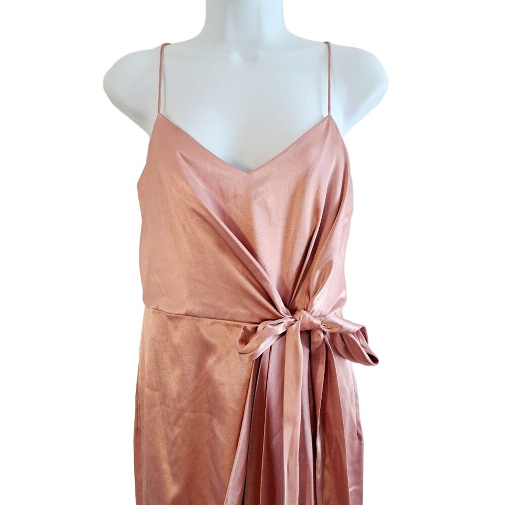 After Six Sleeveless Satin Faux Wrap Draped Gown Dress 6828 - Picture 6 of 10